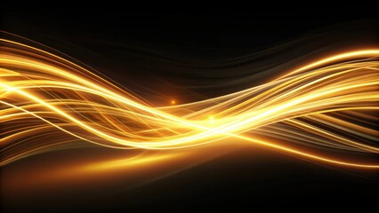 Obraz premium Abstract golden light motion lines on black background, abstract, golden, light, motion, lines, background, luxury, elegant