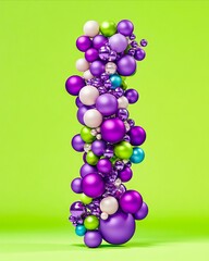 Fototapeta premium A bunch of purple and green balloons on a green background