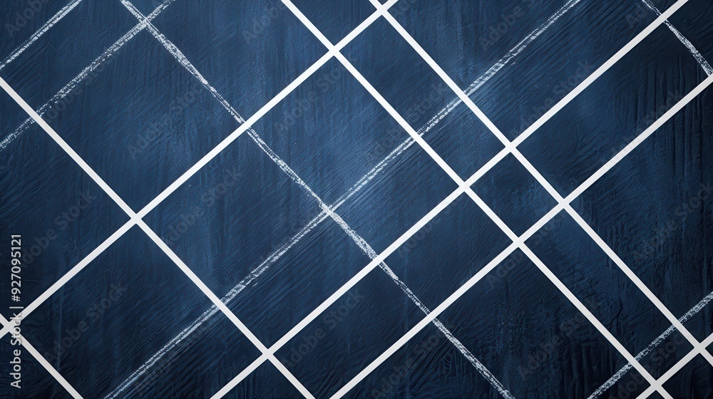 Poster A close up image of dark blue tiles with white grout, arranged in a diamond pattern. The tiles are slightly textured, giving the image a depth that makes it appear three dimensional.