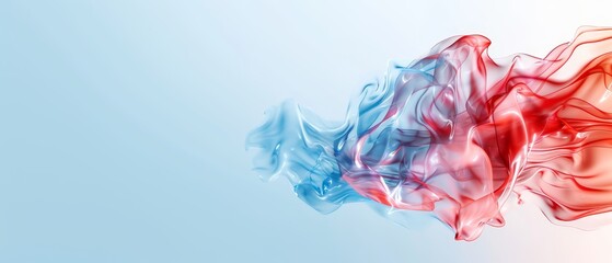Obraz premium A red, white, and blue smoky swirl hovers against a light blue backdrop, leaving room for text inscription
