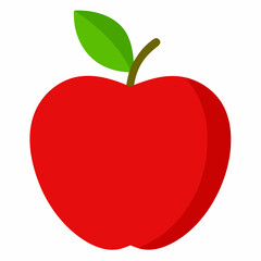 red apple with leaf silhouette  vector illustration