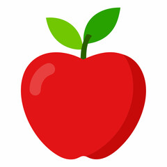 red apple with leaf silhouette  vector illustration