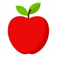 red apple with leaf silhouette  vector illustration