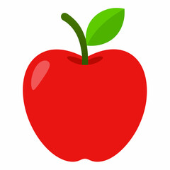 red apple with leaf silhouette  vector illustration