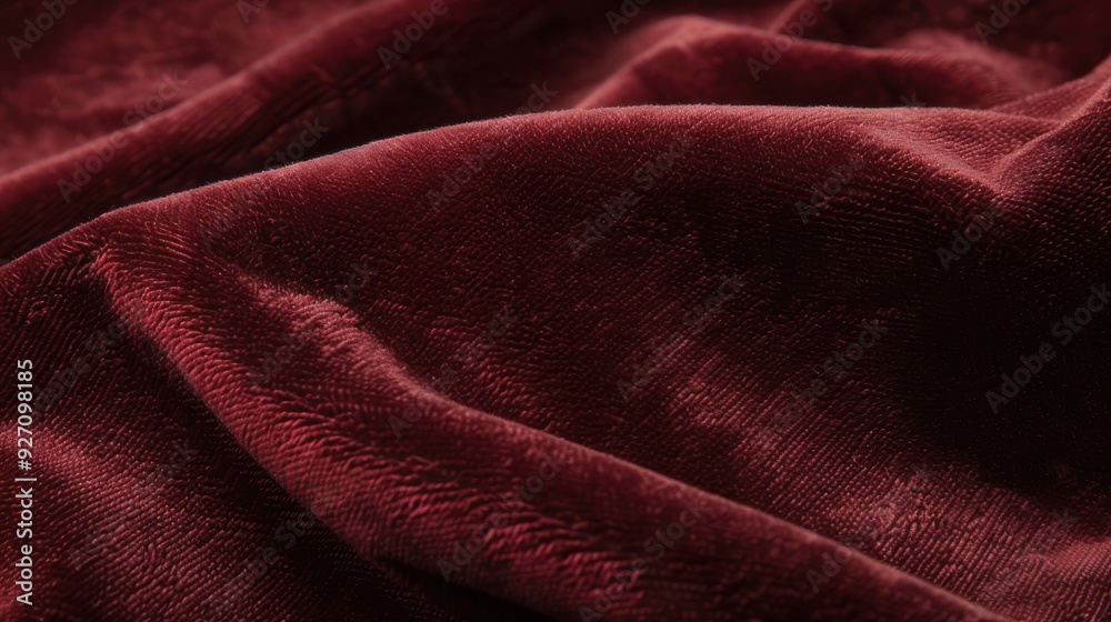 Aufkleber the image shows a close-up of red velvet fabric, with the soft texture and folds of the fabric visib