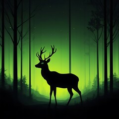 Deer in vibrant forest, majestic and peaceful. Ideal for naturethemed designs, wildlife publications, and environmental conservation campaigns.
