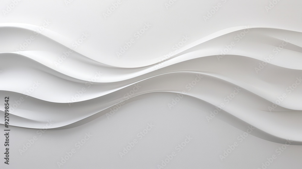 Poster A close-up view of an abstract wall art piece, featuring a white, undulating pattern against a white background. The three-dimensional waves create a sense of depth and movement, while the simple colo