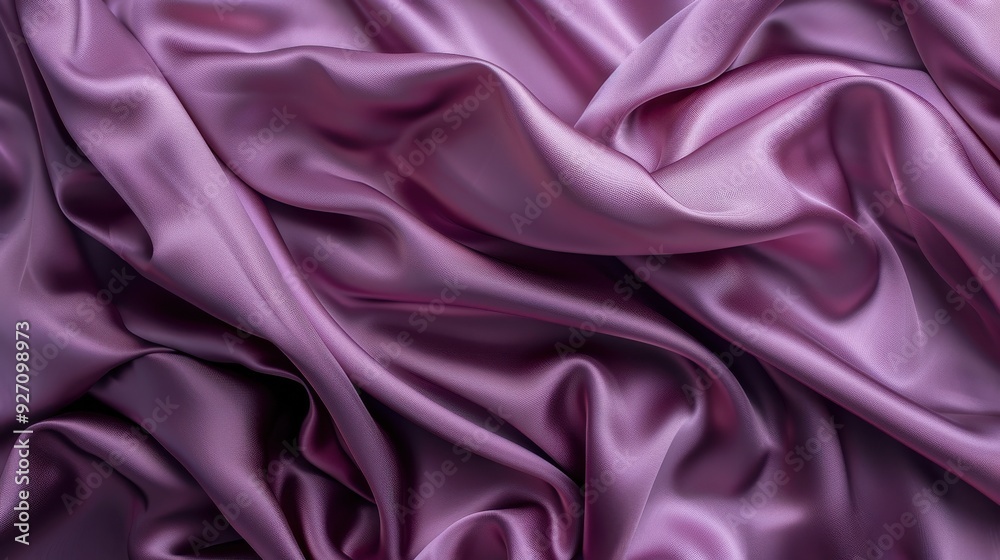 Poster A close-up image of a smooth, purple silk fabric draped in soft folds. The fabric has a subtle shine and a luxurious feel, creating a soft and elegant background texture.