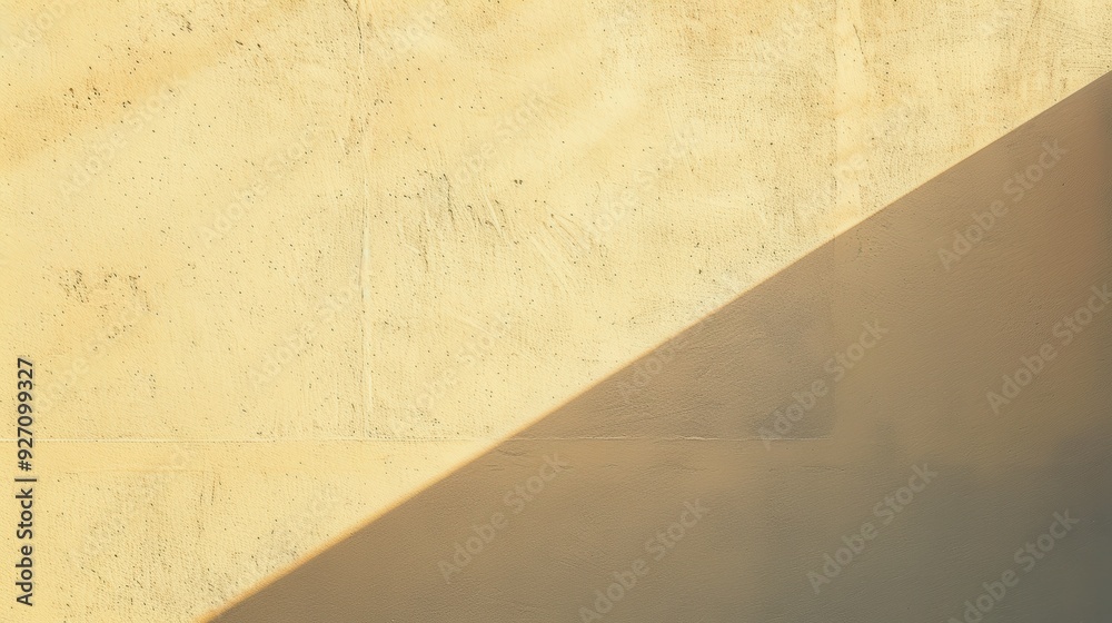 Aufkleber A cream-colored wall with a diagonal shadow cast across its surface, creating two distinct sections of light and dark. The texture of the wall is visible, with subtle imperfections creating a subtle p