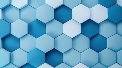 Fototapeta premium A seamless pattern of blue and white hexagons, creating a visually appealing geometric background. The hexagons are arranged in a repeating pattern, with varying shades of blue. The image creates a se