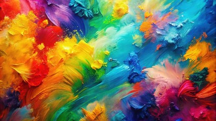 Abstract colorful oil painting texture background with vibrant hues and dynamic brush strokes, abstract, colorful