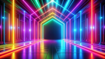 Fototapeta premium Abstract neon background with vibrant colors glowing, perfect for a bright wallpaper , neon, abstract, background, vibrant