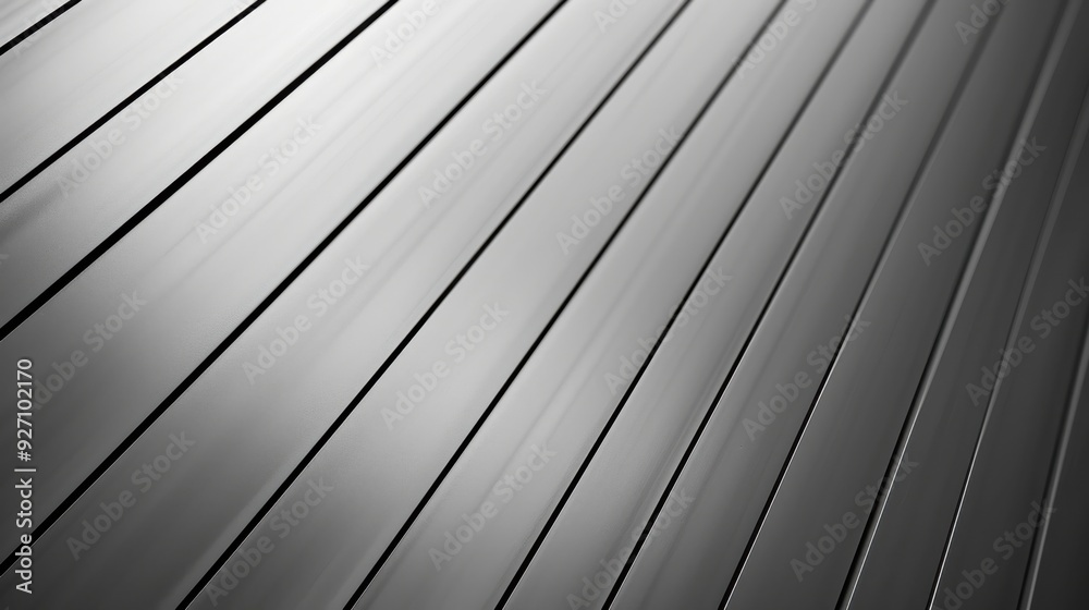 Aufkleber An abstract black and white image of diagonal metal lines. The lines are evenly spaced and reflect light in a way that creates a sense of depth and texture.
