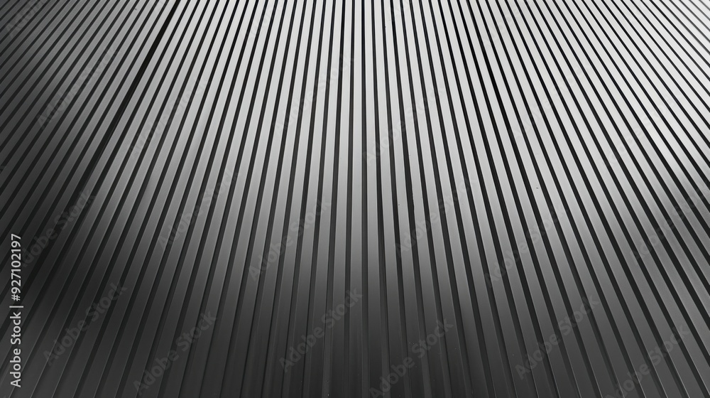Poster A close-up view of a corrugated metal surface with parallel lines running in a diagonal pattern. The surface is metallic gray with a slightly textured finish.