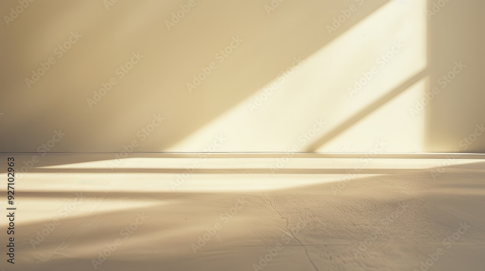 Aufkleber the image shows a white wall and floor bathed in warm sunlight streaming through a window. the light