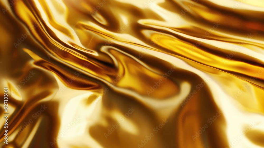 Poster a close-up image of soft, gold fabric that is draped and flowing in a natural, organic pattern. the 