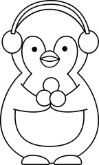 Cute Christmas penguin outline vector.
Cute Christmas penguin coloring page isolated svg.