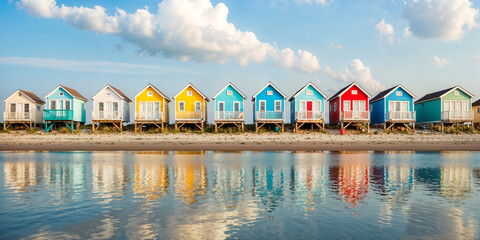 image of colorful beach houses at the seashore