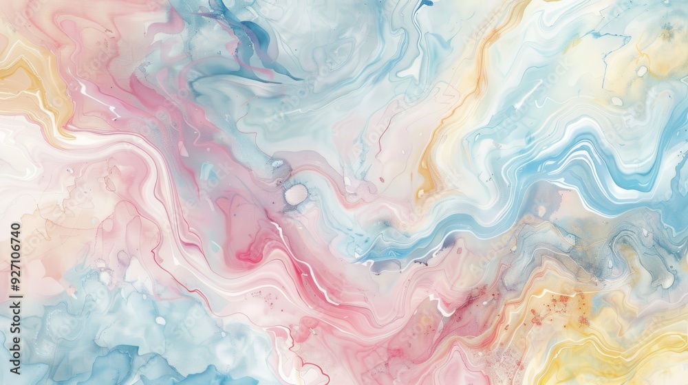 Leinwandbilder the image depicts a colorful abstract watercolor pattern. swirling streaks of blue, pink, and yellow