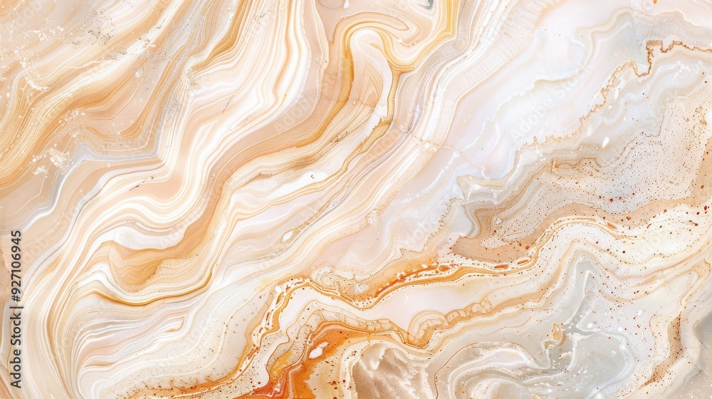 Poster a close-up of a swirled marble surface, featuring a predominantly white background with delicate, fl