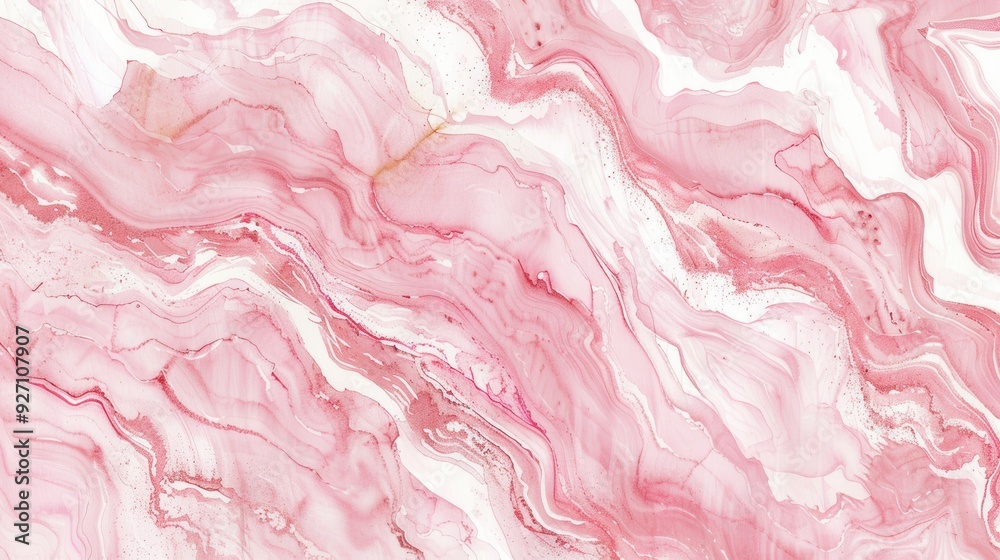 Aufkleber a close-up of a pink and white abstract marble background with swirling, fluid lines. the background