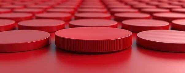 Fototapeta premium A red frisbee sitting on top of a red surface. 
