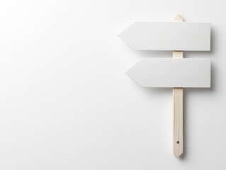 Minimalistic road sign with a sleek arrow pointing left, isolated on a white background with space for text,