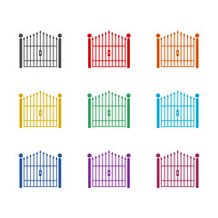 Gate icon isolated on white background. Set icons colorful