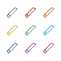 Saw icon isolated on white background. Set icons colorful