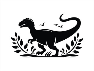 Dinosaur silhouette, T-Rex silhouette vector.