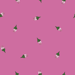 Chrysanthemum Flower Seamless Pattern. Hand Drawn Floral Digital Paper on Purple Background.