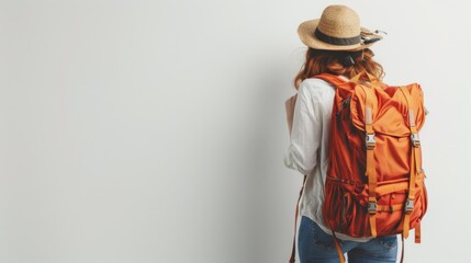 Obraz premium Woman with Backpack Ready for Travel
