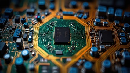 Obraz premium Free Photo secure connection or cyber security service concept of compute motherboard CPU closeup 