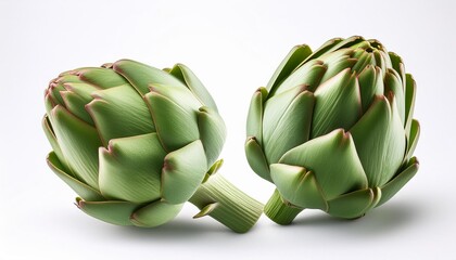 Obraz premium Fresh Green Artichoke on White Background