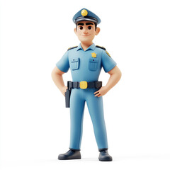 Fototapeta premium 3D cartoon, a male security uniform. on a solid white background