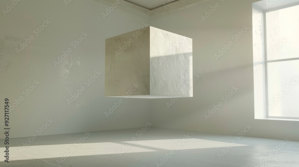 Wall mural Floating Cube in Minimalist Interior