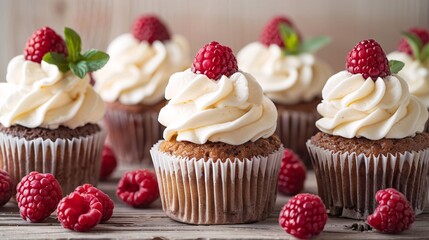 Delightful cupcakes with fluffy cream and vibrant berries, a sweet treat for any occasion