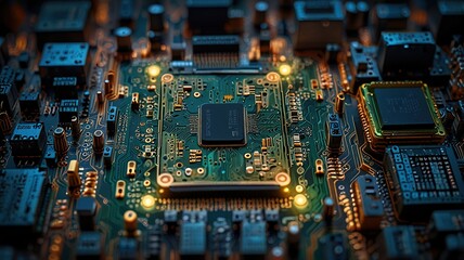 Free Photo secure connection or cyber security service concept of compute  motherboard CPU closeup 	
