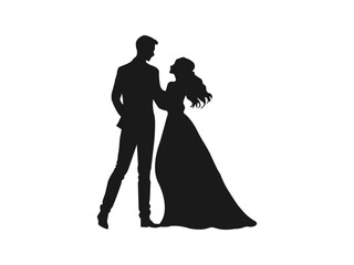 wedding couple silhouette. bride and groom silhouette. good use for symbols, logos, mascots, icons, signs, web, or any design you want.