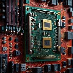 Fototapeta premium Free Photo secure connection or cyber security service concept of compute motherboard CPU closeup 