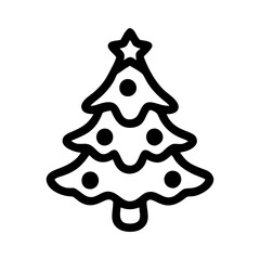 Christmas tree hand draw outline icon