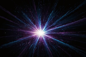 Naklejka premium purple and blue star explosion in space with black background. 