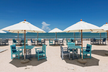 Seaside restaurant at beautiful tropical beach, Hua Hin, Thailand