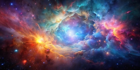 Fototapeta premium Colorful nebula in deep space , Space, nebulae, celestial, render, cosmic, gas, fantasy, abstract, colorful, celestial view