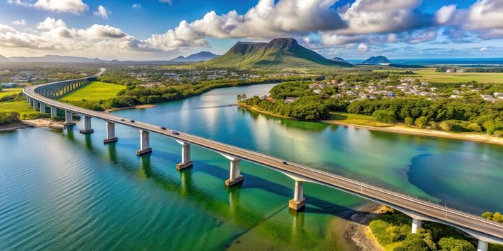 Aerial view of Bagatelle bridge Mauritius, Bridge, Aerial view, Mauritius, Bagatelle, Transportation, Architecture, Landmark