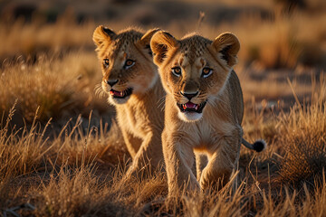 Naklejka premium Lioness and cubs