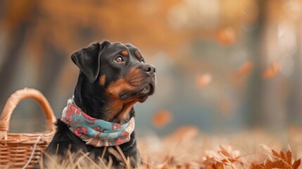 A Rottweiler leaps over an obstacle course, showcasing its agility and athleticism.