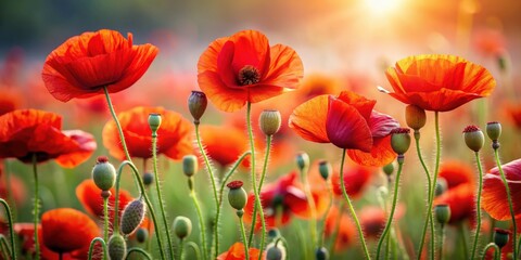 Vibrant collection of red poppy flowers, red, poppy, flowers, collection, vibrant, bright, bloom, petals, garden, nature