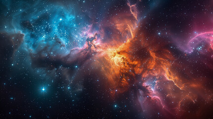 Obraz premium Vibrant Cosmic Nebula with Stars and Colorful Gas Clouds..