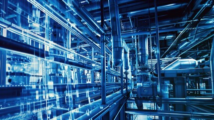 Neon-lit Futuristic Industrial Plant Showcasing Automation Technology
 Integration in Modern Business Operations